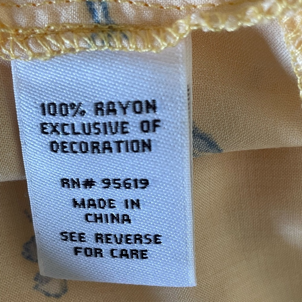 Fever 3X NWT butter yellow /blue floral peasant off the shoulder top w/crochet - Picture 7 of 7